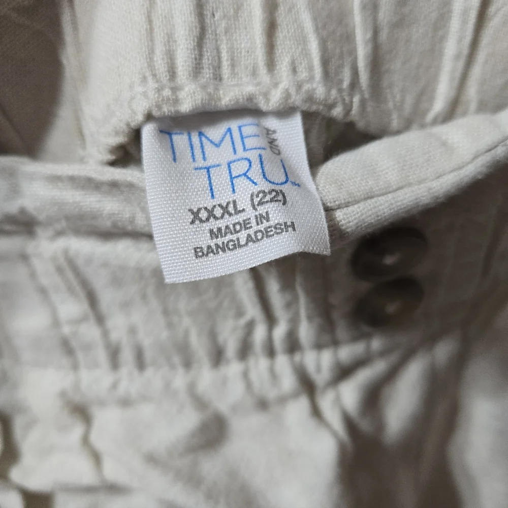 Time & Tru Linen Blend Ruffle Loose Fit Beige NWT Size: XXXL (22)